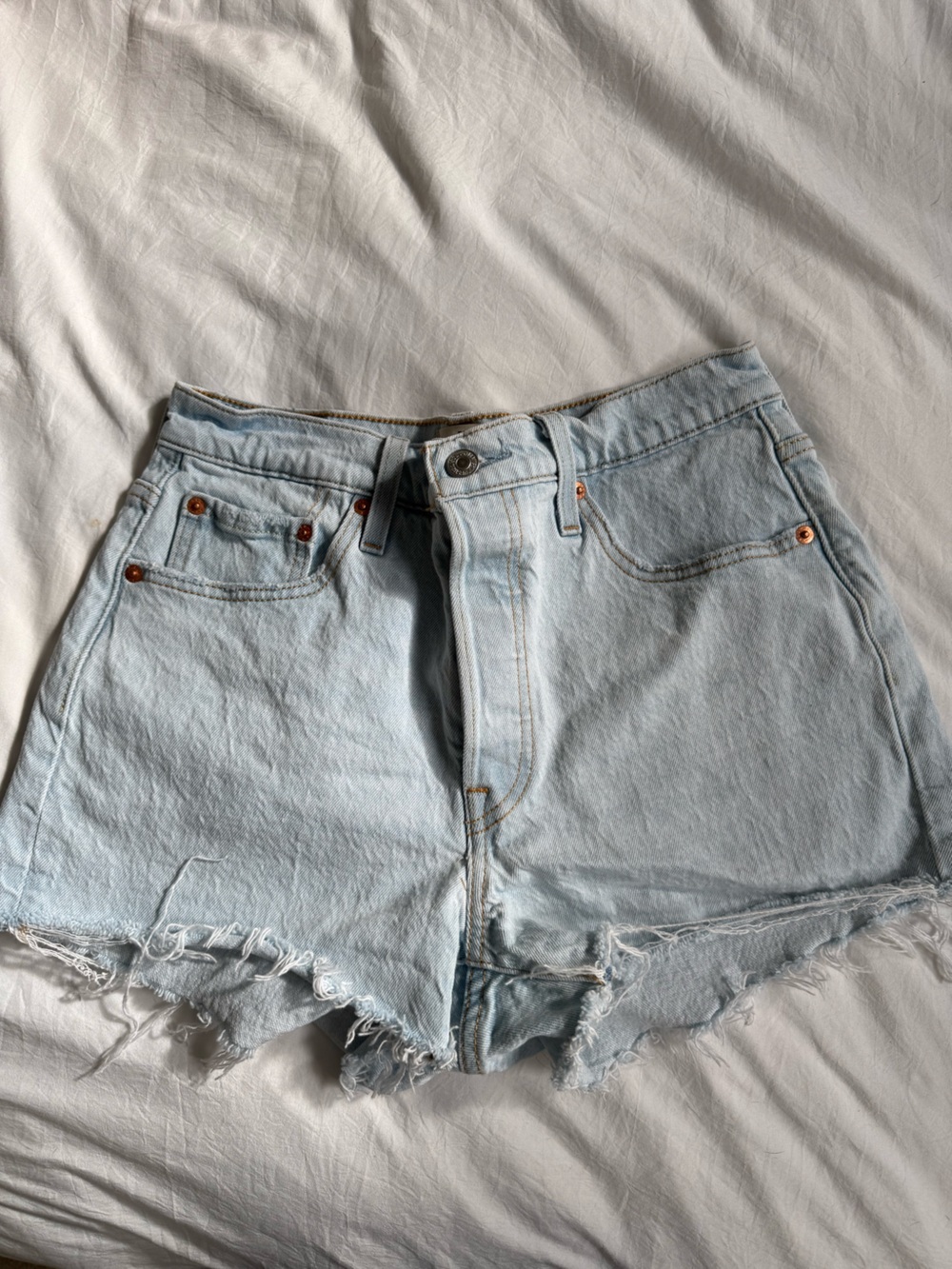 Levi's Light Blue Distressed Denim Cutoff Shorts - Women